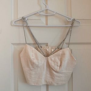 H&M linen bralette top with crystal straps